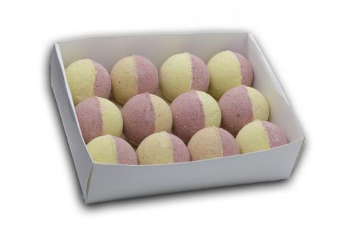 LOT DE 12 BOMBES DE BAIN BICOLORE - Orchidée noire, thé noir et bergamote
