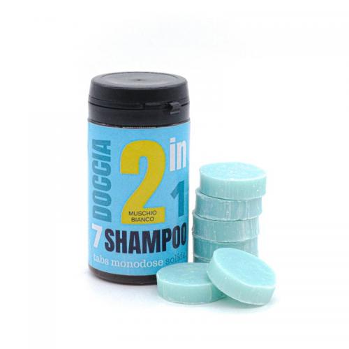 Shampoing douche solide monodose au musc blanc - 7 pièces