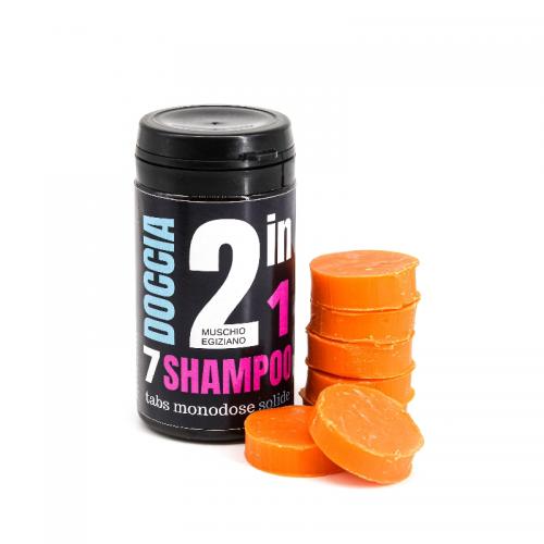 SINGLE-DOSE SOLID SHAMPOO SHOWER TABS WITH EGYPTIAN MUSK - 7 PIECES