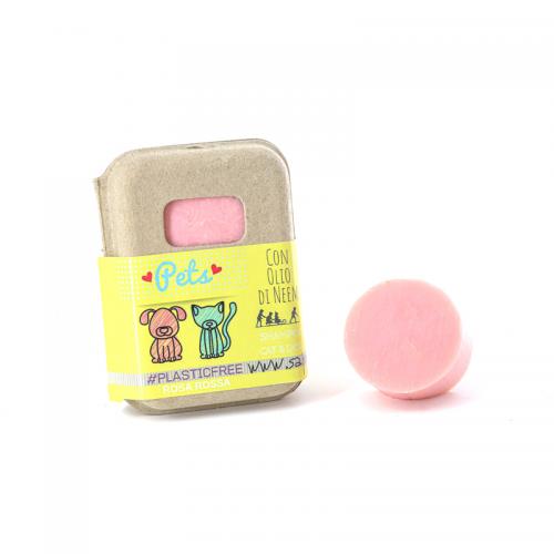 SHAMPOO SOLIDO CANI E GATTI ALLA ROSA CON OLIO DI NEEM