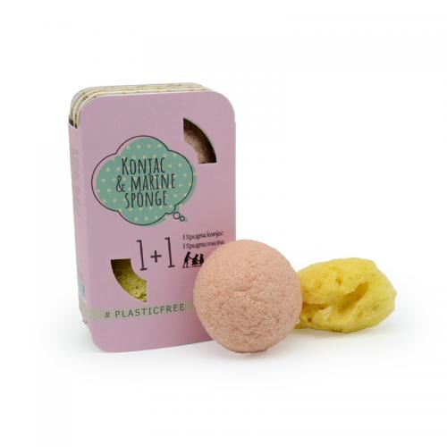 PINK KONJAC SPONGE AND MARINE SPONGE FOR SENSITIVE SKIN