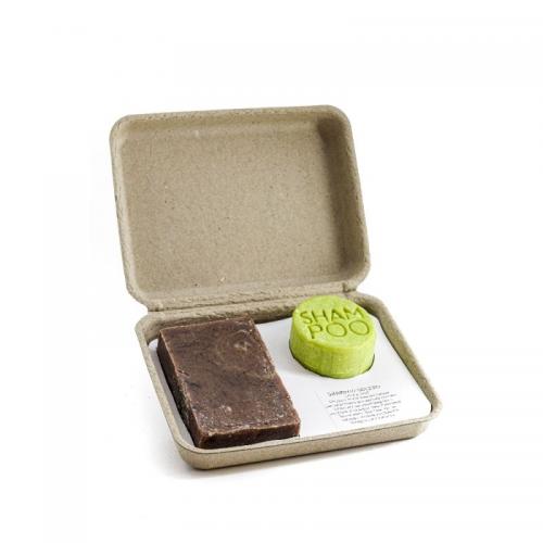 CONFEZIONE REGALO SAN VALENTINO: SHAMPOO SOLIDO THE NERO E BERGAMOTTO + SAPONETTA ARTIGIANALE ALL'ARANCIA & CANNELLA