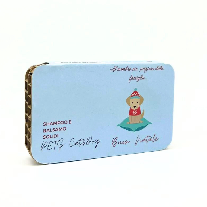 CONFEZIONE NATALIZIA PETS SHAMPOO SOLIDO CAT&DOG ALLA ROSA ROSSA + BALSAMO SOLIDO CAT&DOG AL PINO SILVESTRE