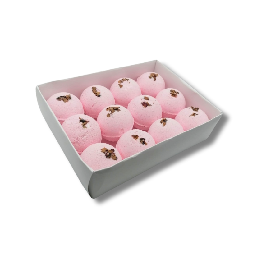Lot de 12 bombes de bain - Rose rouge