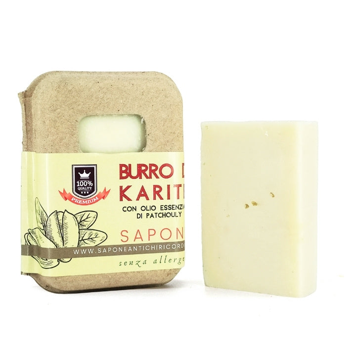 PATCHOULI AND SHEA BUTTER SOAP RECYCLED CARDBOARD PACKAGING