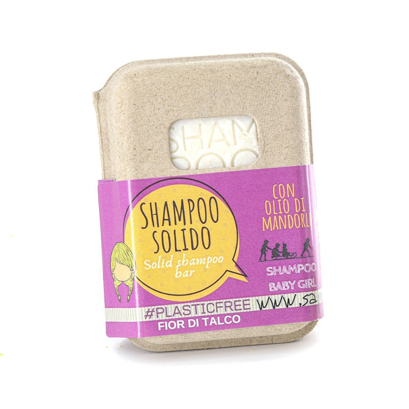 SHAMPOO SOLIDO BABY GIRL AL FIOR DI TALCO CON BAR SAVER IN SUGHERO