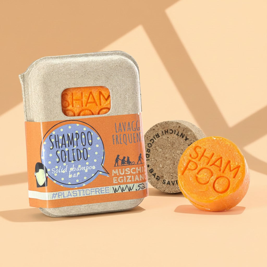 Shampoing solide pour lavages fréquents au musc égyptien et liège