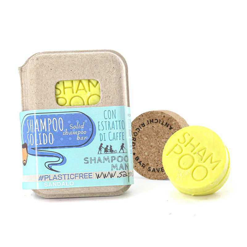 SOLID MEN'S SANDALWOOD SHAMPOO WITH CORK BAR SAVER