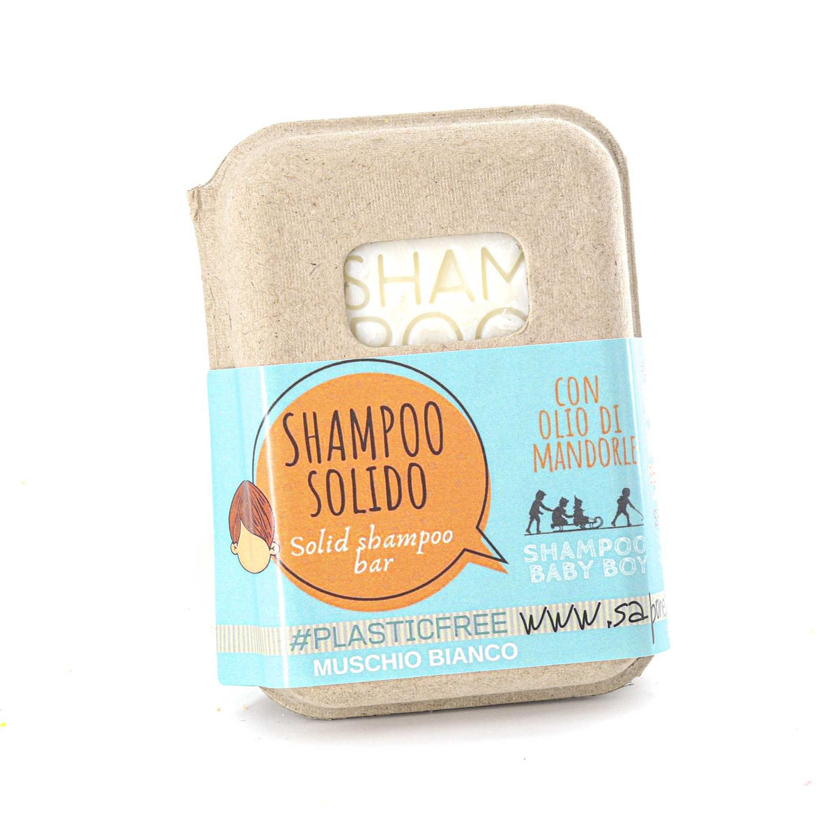 Shampoing solide pour bébé garçon au musc blanc et liège