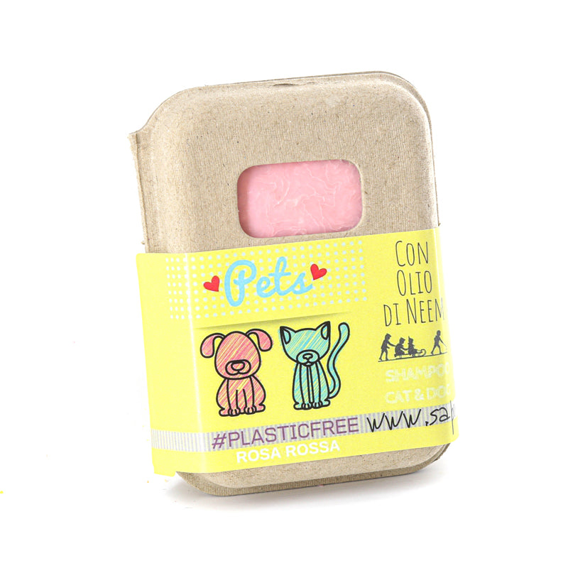 SHAMPOO SOLIDO CANI E GATTI ALLA ROSA CON OLIO DI NEEM