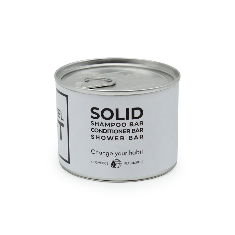 TRAVEL SET - SHAMPOO CONDITIONER SHOWER CONFEZIONE IN LATTA RICHIUDIBILE DOPO L'APERTURA