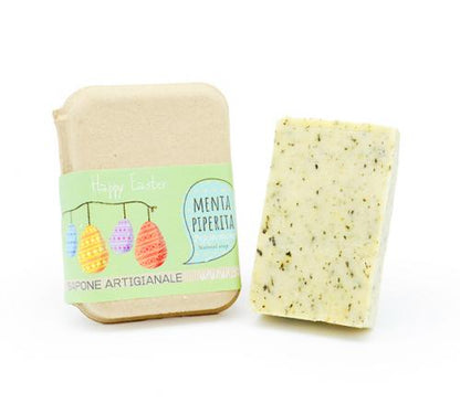 IDEA REGALO PASQUA  SAPONE MENTA PIPERITA IN CARTONE RICICLATO