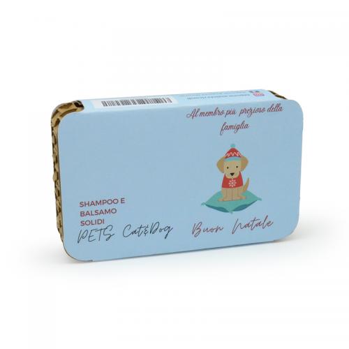 CONFEZIONE NATALIZIA PETS SHAMPOO SOLIDO CAT&DOG ALLA ROSA ROSSA + BALSAMO SOLIDO CAT&DOG AL PINO SILVESTRE