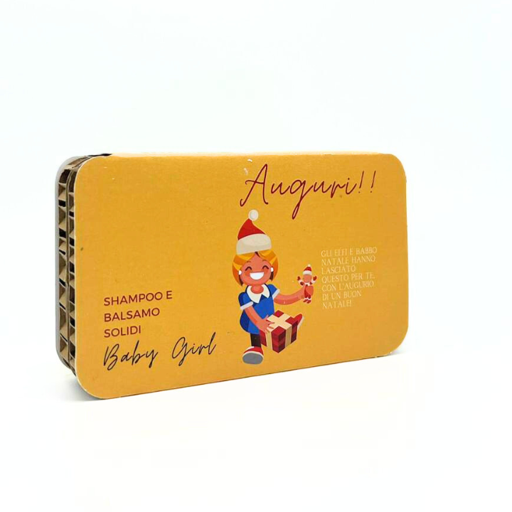 CONFEZIONE NATALIZIA PER BAMBINA SHAMPOO SOLIDO BABY GIRL FIOR DI TALCO+BALSAMO SOLIDO BABY ANGURIA & CETRIOLO