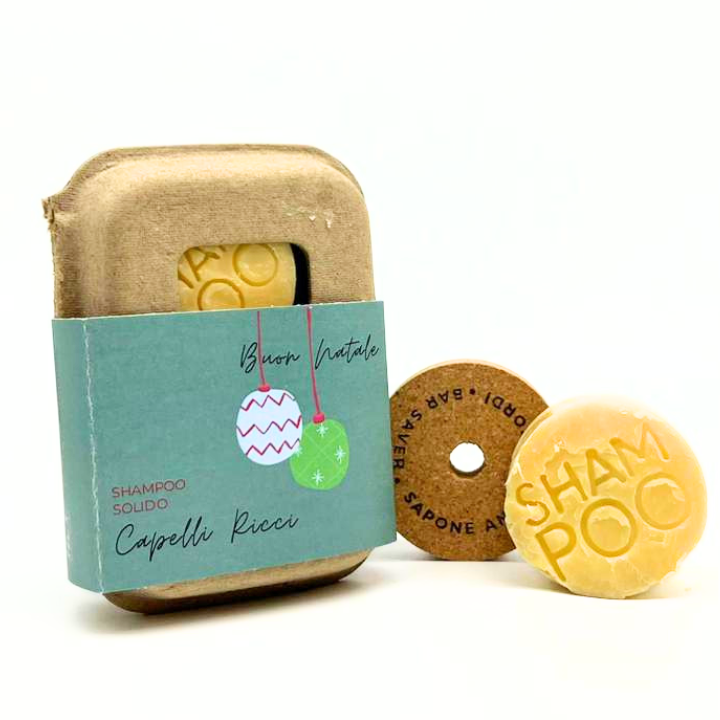 SHAMPOO SOLIDO DI NATALE CAPELLI RICCI O POROSI AL COCCO E MACADAMIA