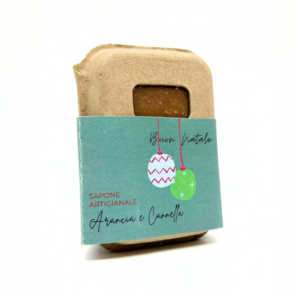 ORANGE AND CINNAMON CHRISTMAS SOAP IN RECYCLED CARDBOARD PACKAGING