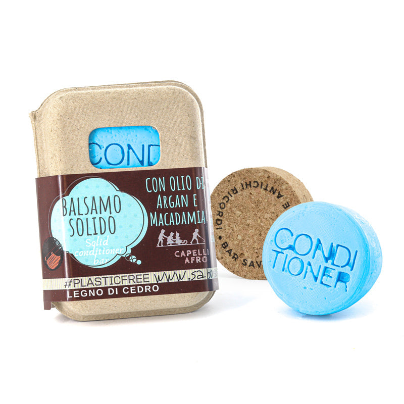Après-shampoing solide pour cheveux afro ou bouclés poreux avec bois de cèdre et liège