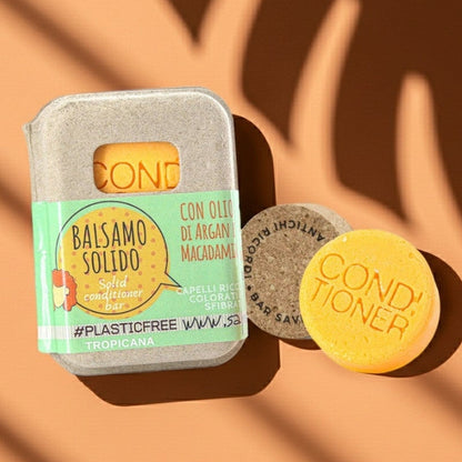 BALSAMO SOLIDO CAPELLI RICCI, COLORATI O SFIBRATI  AL TROPICANA CON BAR SAVER IN SUGHERO