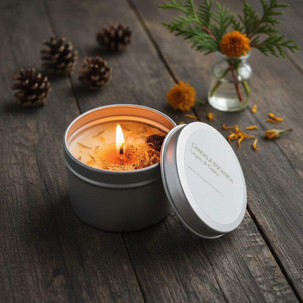 Bougie botanique au bois de cèdre
