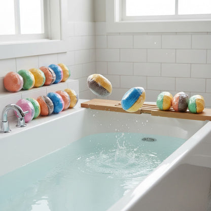 LOT DE 2 BOMBES DE BAIN EN FORME D'ŒUF, 90 g CHACUNE - PARFUMS ASSORTIS