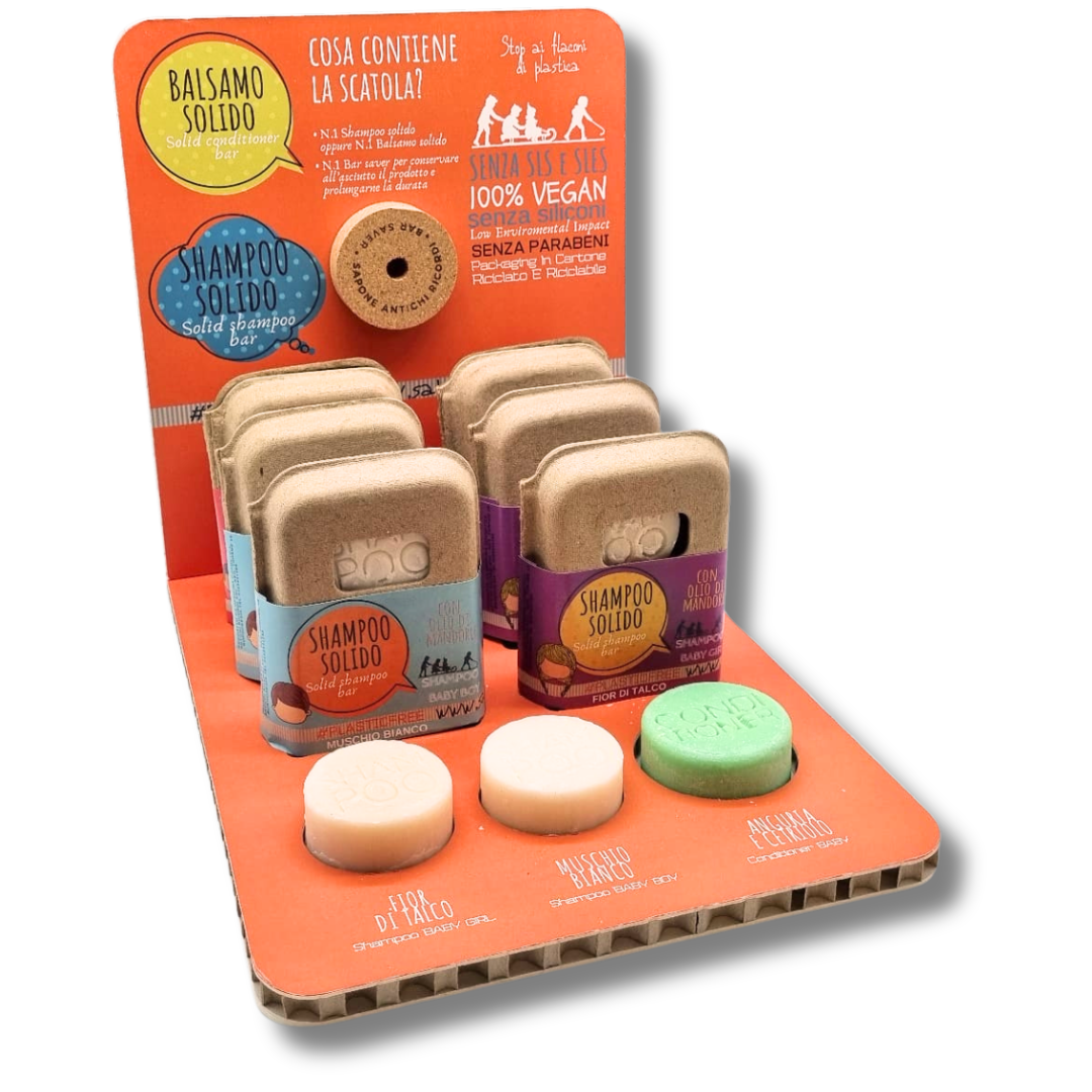 EXPO BABY - SHAMPOO E BALSAMO SOLIDI CON BAR SAVER IN SUGHERO