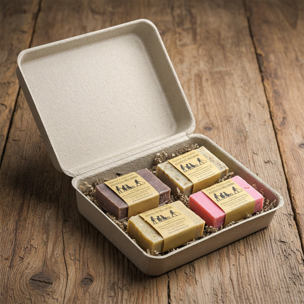 CONFEZIONE SAPONETTE NATALIZIE LAVANDA, FIOR DI LOTO, VIOLETTA, MIRRA