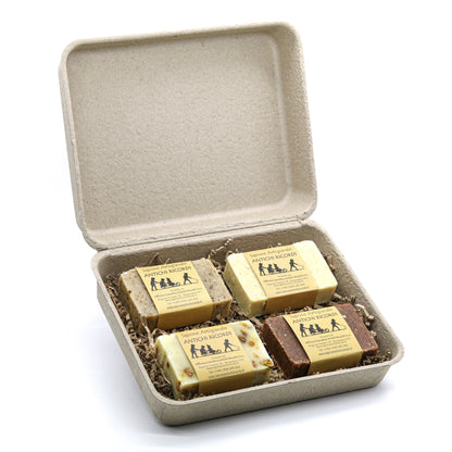 VALENTINE'S DAY GIFT SET: 4 BARS OF ARTISAN SOAP WITH A STRAW LINER - 100g each