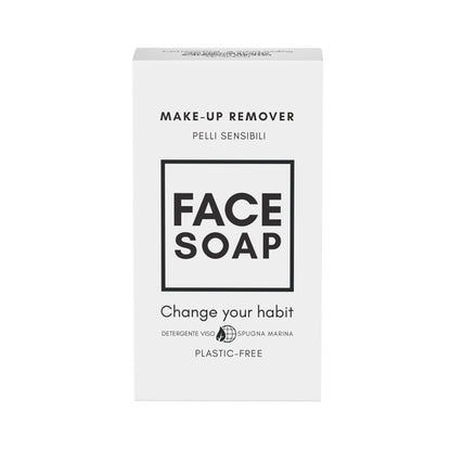 LATTE DETERGENTE SOLIDO PER PELLI SENSIBILI 50 g CON SPUGNA MARINA - Packaging in cartoncino riciclabile