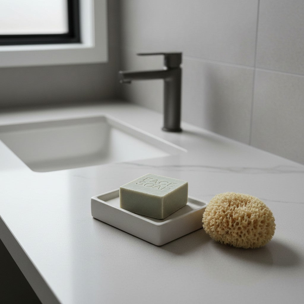 LATTE DETERGENTE SOLIDO PER PELLI SENSIBILI 50 g CON SPUGNA MARINA - Packaging in cartoncino riciclabile