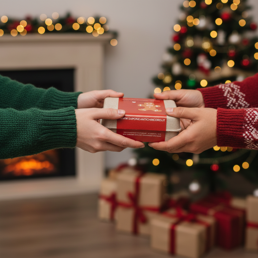 CONFEZIONE SAPONETTE NATALIZIE SANDALO, MENTA, MUSCHIO BIANCO, TEA TREE