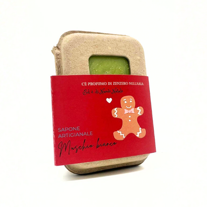 SAPONE DI NATALE AL MUSCHIO BIANCO IN PACK PACKAGING IN CARTONE RICICLATO