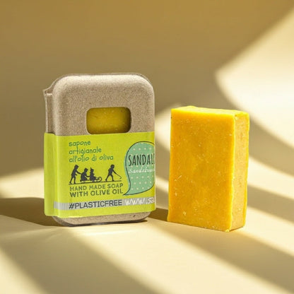 EMBALLAGE DE SAVON AU BOIS DE SANTAL EN CARTON RECYCLÉ