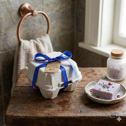 CONFEZIONE REGALO PER OGNI OCCASIONE, PERFETTA PER LA PASQUA: SET DI 4 BOMBE DA BAGNO A FORMA UOVO