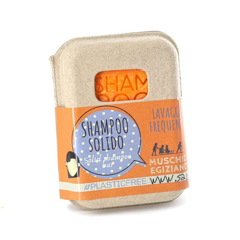 SOLID SHAMPOO FOR FREQUENT WASHES WITH EGYPTIAN MUSK AND CORK BAR SAVER