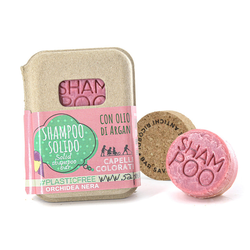 SHAMPOING SOLIDE POUR CHEVEUX COLORÉS À L'ORCHIDÉE NOIRE ET AU CORK BAR SAVER