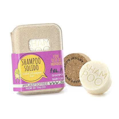 SHAMPOO SOLIDO BABY GIRL AL FIOR DI TALCO CON BAR SAVER IN SUGHERO