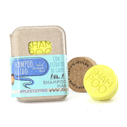 SOLID MEN'S SANDALWOOD SHAMPOO WITH CORK BAR SAVER