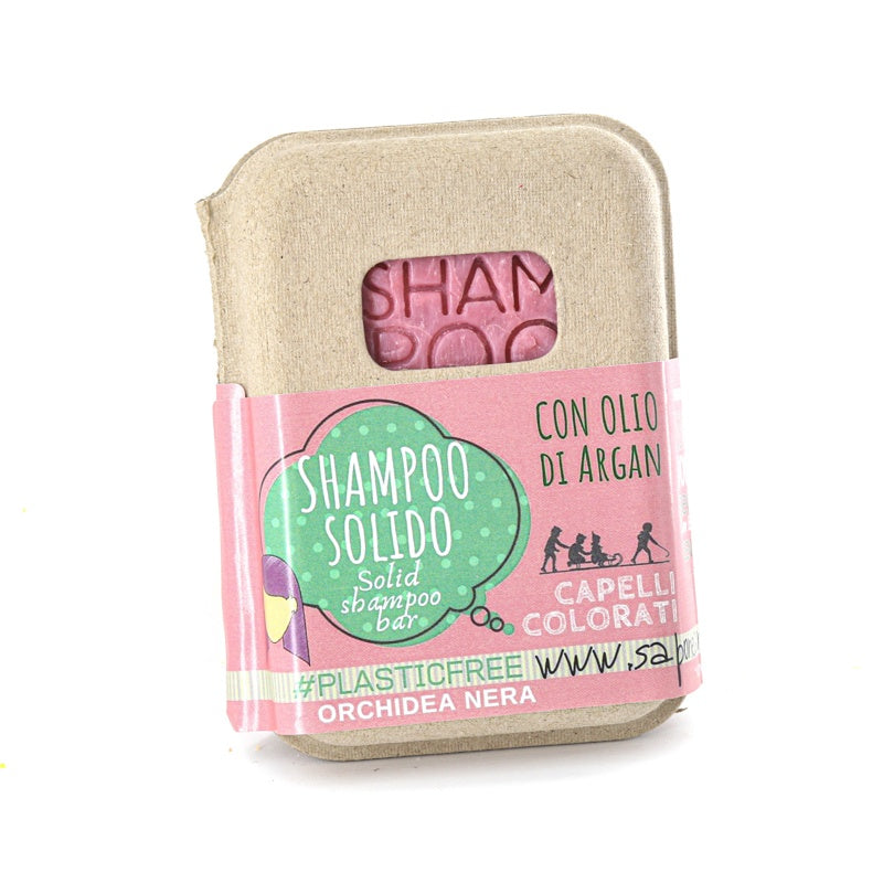 SHAMPOING SOLIDE POUR CHEVEUX COLORÉS À L'ORCHIDÉE NOIRE ET AU CORK BAR SAVER