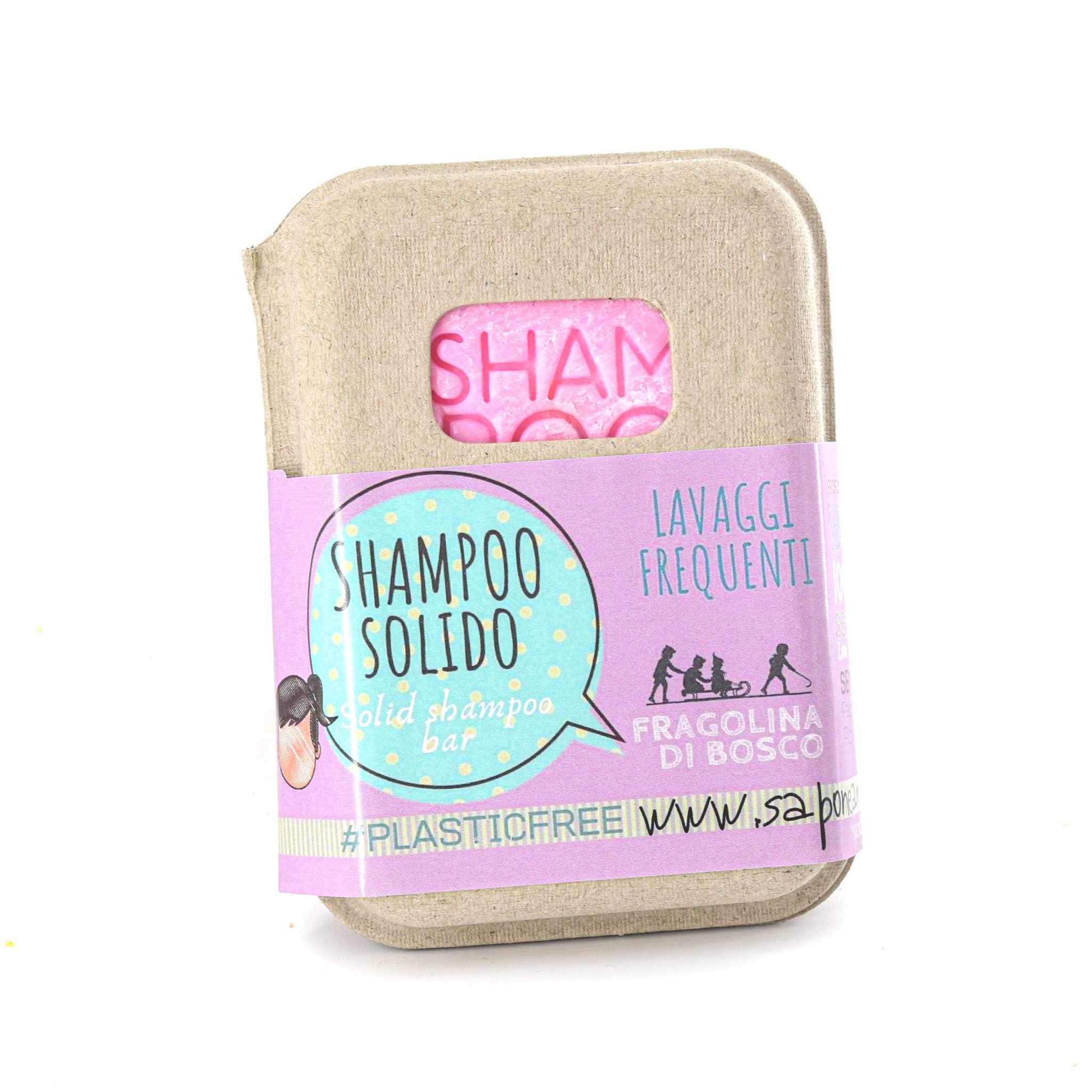 SOLID SHAMPOO FOR FREQUENT WASHES WITH WILD STRAWBERRY AND CORK BAR SAVER