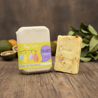 IDEA REGALO PASQUA  SAPONE BERGAMOTTO IN CARTONE RICICLATO